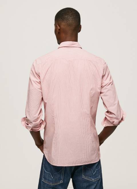 Pepe Jeans Percy Bengal-Striped Poplin Shirt Men Studio Red Z22X1074