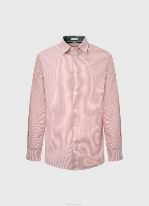Pepe Jeans Percy Bengal-Striped Poplin Shirt Men Studio Red Z22X1074