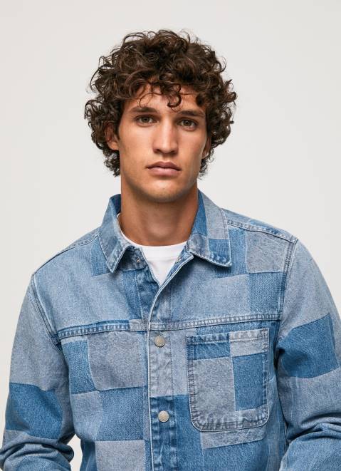 Pepe Jeans Relaxed Fit Denim Overshirt Men Denim Z22X817