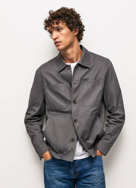 Pepe Jeans Relaxed Fit Twill Overshirt Men Washed Black Z22X1047