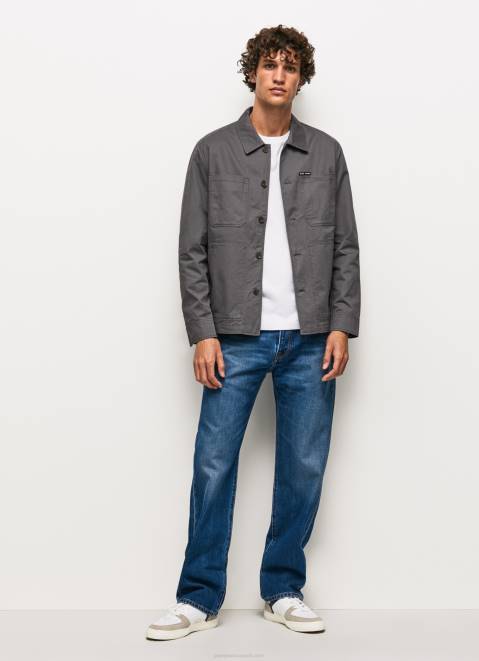 Pepe Jeans Relaxed Fit Twill Overshirt Men Washed Black Z22X1047