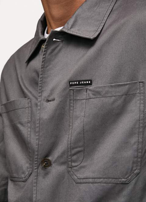 Pepe Jeans Relaxed Fit Twill Overshirt Men Washed Black Z22X1047