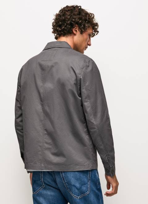 Pepe Jeans Relaxed Fit Twill Overshirt Men Washed Black Z22X1047