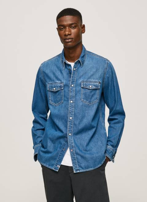 Pepe Jeans Slim Fit Denim Shirt Men Denim Z22X1023