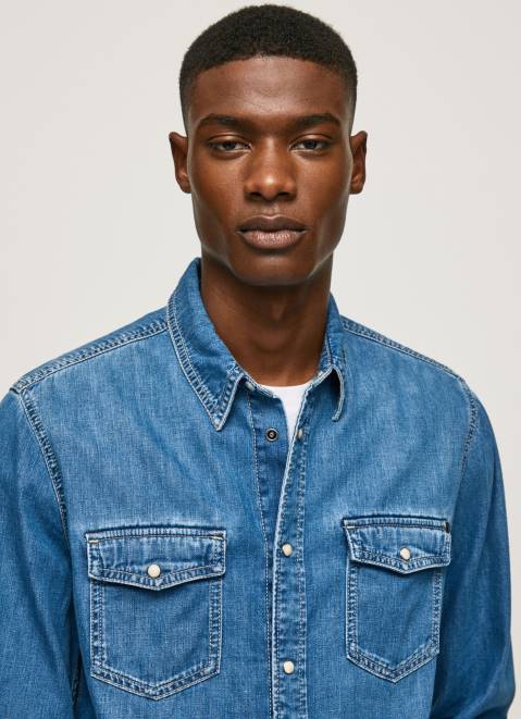 Pepe Jeans Slim Fit Denim Shirt Men Denim Z22X1023