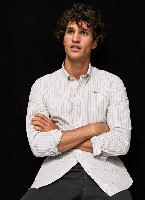 Pepe Jeans Slim Fit Poplin Cotton Shirt Men White Z22X1022