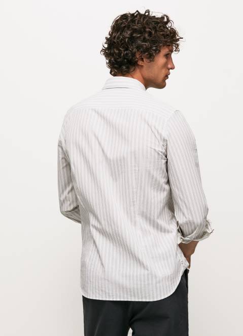 Pepe Jeans Slim Fit Poplin Cotton Shirt Men White Z22X1022