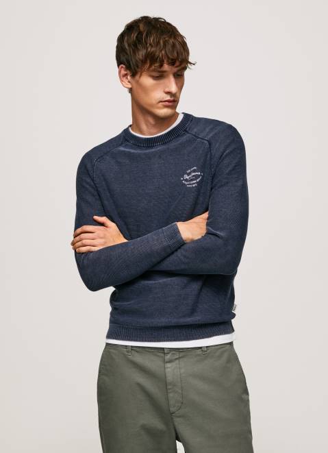 Pepe Jeans Pick Rounded Collar Jersey Men Indigo Z22X858