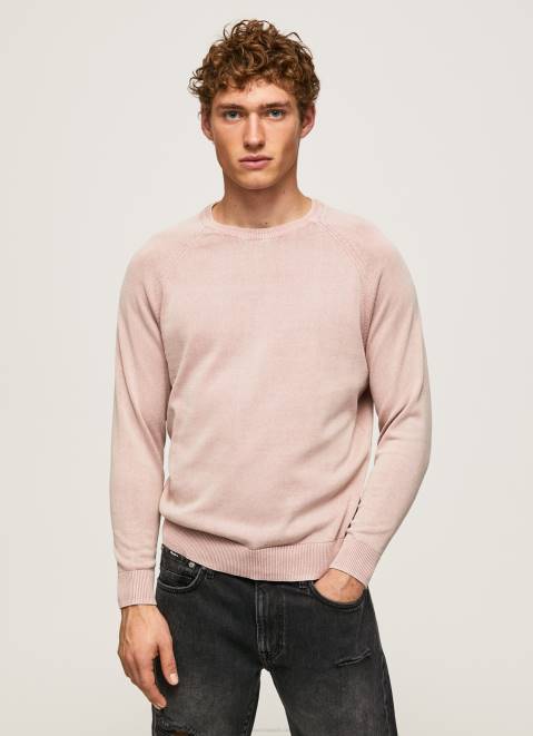 Pepe Jeans Round Collar Cotton Jersey Men Bleach Pink Z22X863