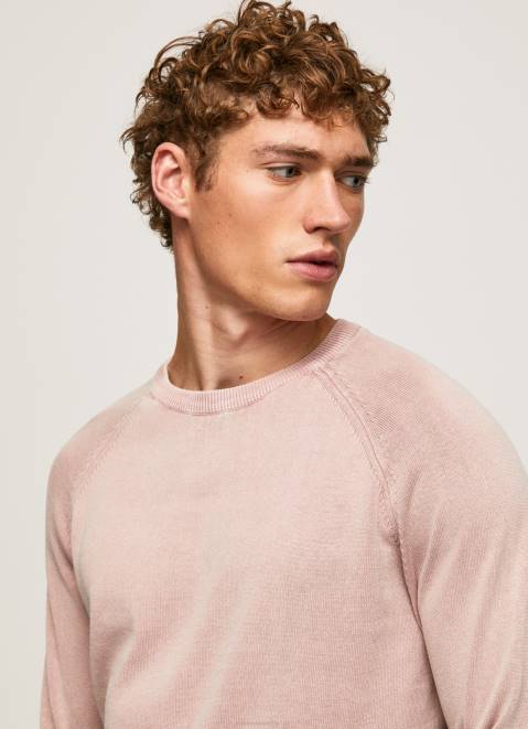 Pepe Jeans Round Collar Cotton Jersey Men Bleach Pink Z22X863