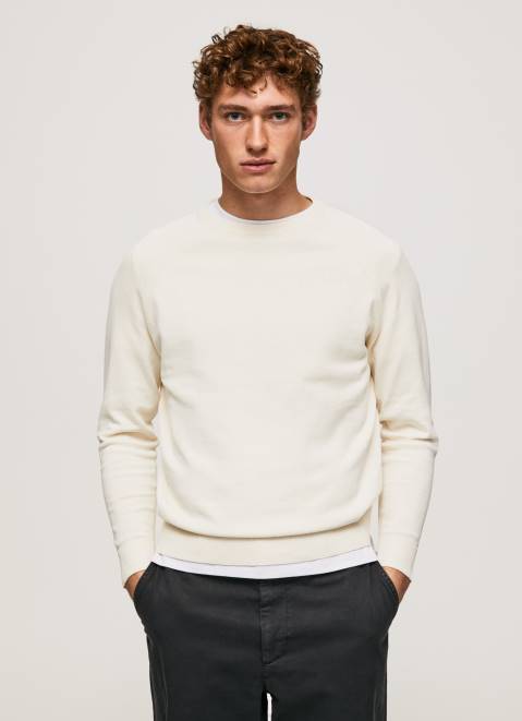 Pepe Jeans Round Collar Cotton Jersey Men Ivory Z22X865