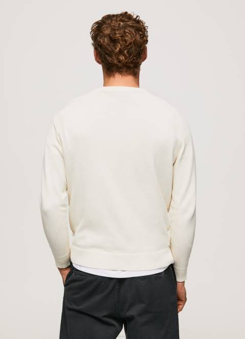Pepe Jeans Round Collar Cotton Jersey Men Ivory Z22X865