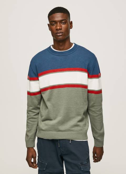 Pepe Jeans Striped Print Cotton Jersey Men Casting Z22X849