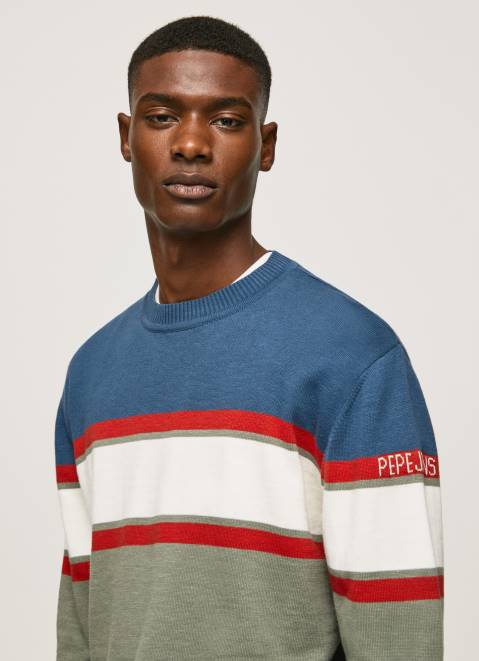 Pepe Jeans Striped Print Cotton Jersey Men Casting Z22X849