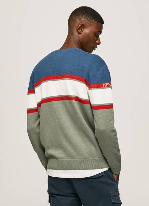 Pepe Jeans Striped Print Cotton Jersey Men Casting Z22X849