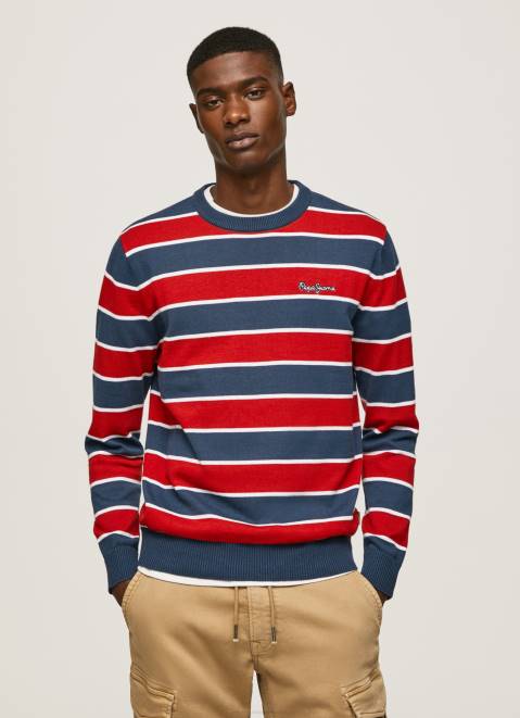 Pepe Jeans Striped Print Cotton Jersey Men Multi Z22X861