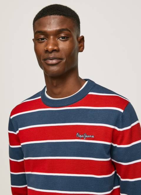 Pepe Jeans Striped Print Cotton Jersey Men Multi Z22X861