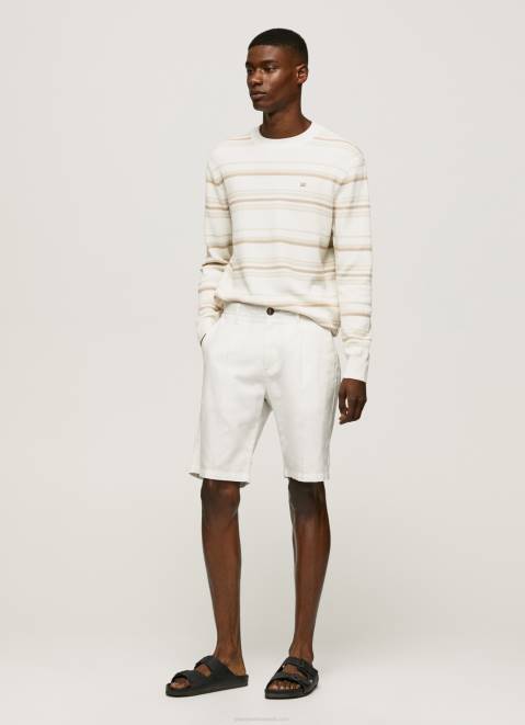 Pepe Jeans Striped Print Cotton Jersey Men Off White Z22X866