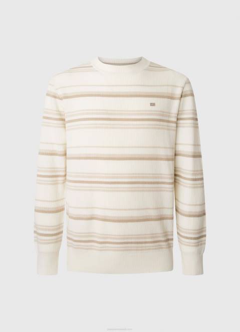 Pepe Jeans Striped Print Cotton Jersey Men Off White Z22X866