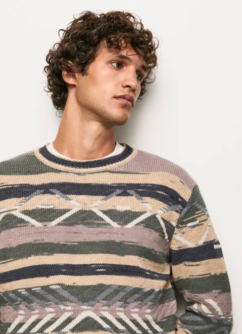 Pepe Jeans Striped Round Collar Jersey Men Multi Z22X857