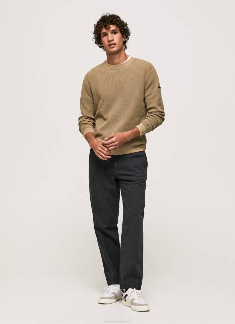Pepe Jeans Waffle Knit Cotton Jersey Men Camel Z22X855