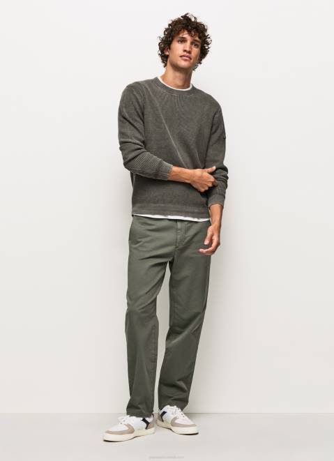 Pepe Jeans Waffle Knit Cotton Jersey Men Washed Black Z22X854