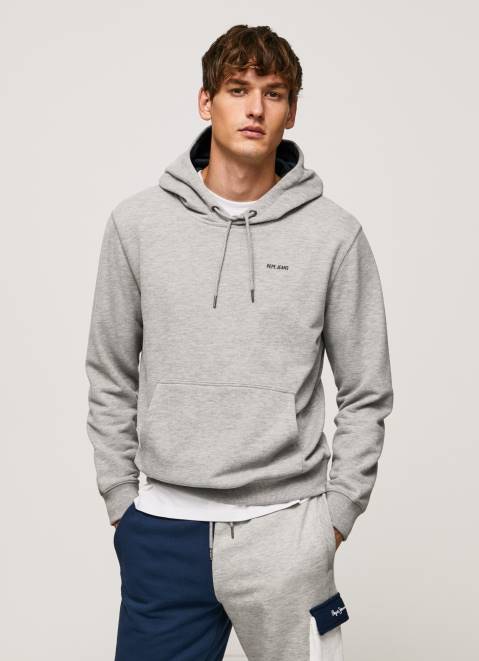 Pepe Jeans Adjustable Cotton Hoodie Men Grey Marl Z22X896