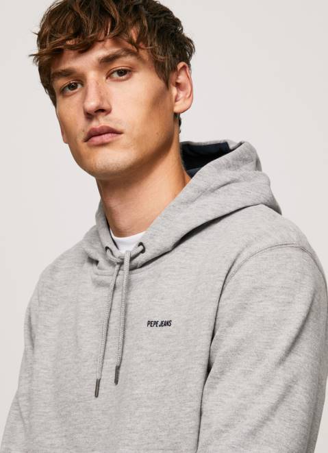 Pepe Jeans Adjustable Cotton Hoodie Men Grey Marl Z22X896