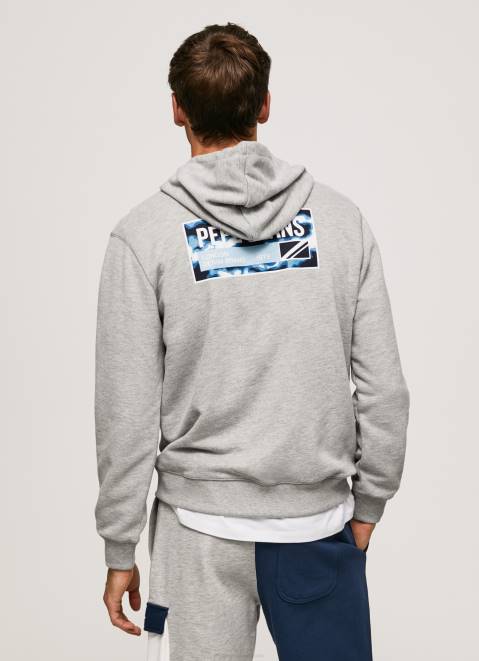 Pepe Jeans Adjustable Cotton Hoodie Men Grey Marl Z22X896