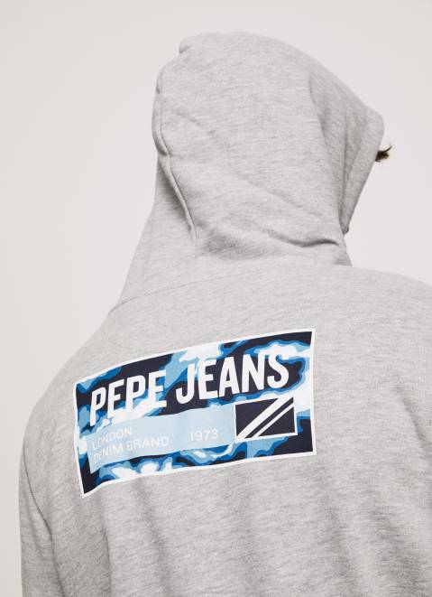 Pepe Jeans Adjustable Cotton Hoodie Men Grey Marl Z22X896