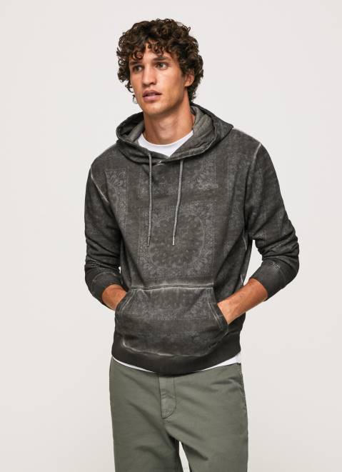 Pepe Jeans Bandana Cotton Jumper Men Washed Black Z22X893