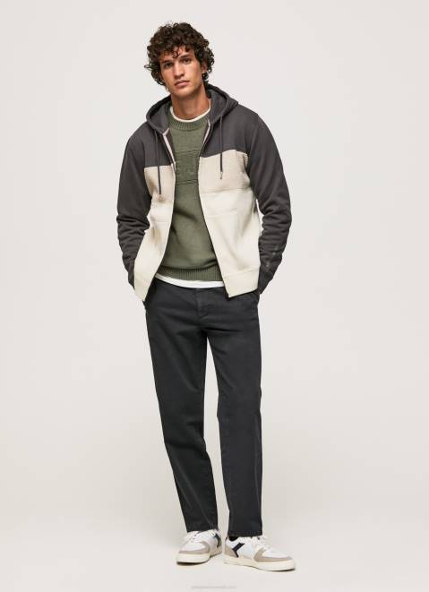 Pepe Jeans Cotton Zipper Jumper Men Washed Black Z22X892