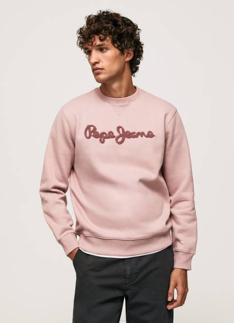Pepe Jeans Embroidered Logo Cotton Jumper Men Bleach Pink Z22X882