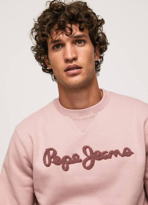Pepe Jeans Embroidered Logo Cotton Jumper Men Bleach Pink Z22X882