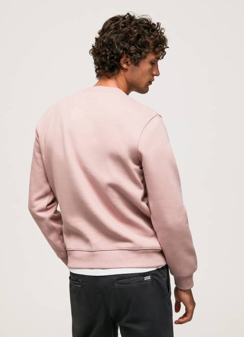 Pepe Jeans Embroidered Logo Cotton Jumper Men Bleach Pink Z22X882