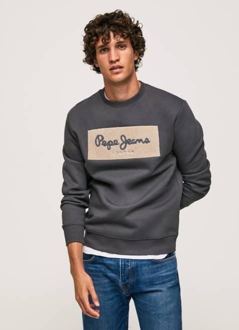 Pepe Jeans Embroidered Logo Cotton Jumper Men Washed Black Z22X872