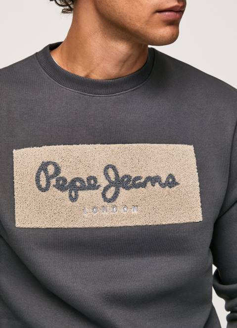 Pepe Jeans Embroidered Logo Cotton Jumper Men Washed Black Z22X872