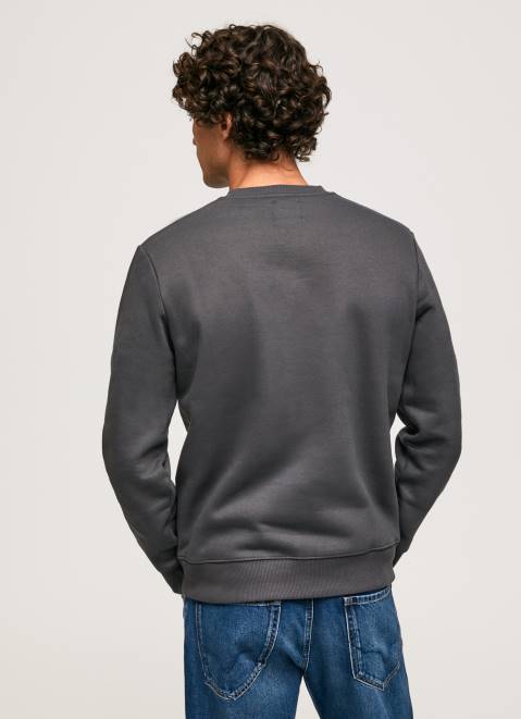Pepe Jeans Embroidered Logo Cotton Jumper Men Washed Black Z22X872