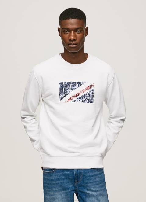 Pepe Jeans Flag Logo Jumper Men White Z22X899