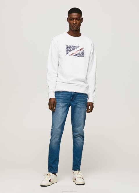 Pepe Jeans Flag Logo Jumper Men White Z22X899