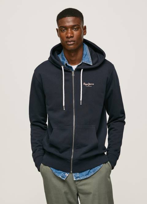 Pepe Jeans Logo Print Zipped Jumper Men Dulwich Z22X905