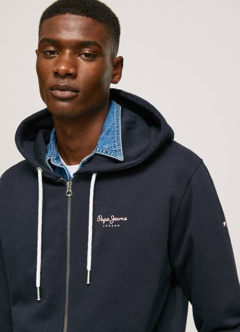 Pepe Jeans Logo Print Zipped Jumper Men Dulwich Z22X905