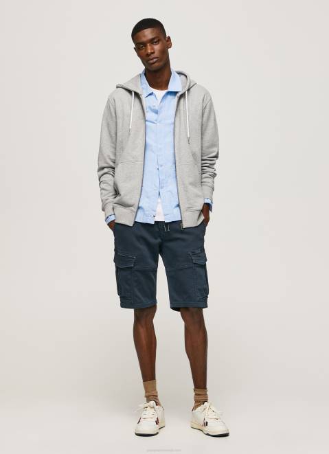Pepe Jeans Logo Print Zipped Jumper Men Grey Marl Z22X883