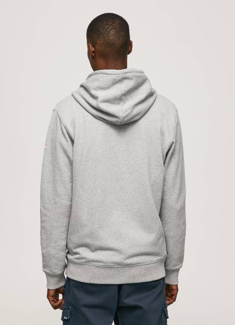 Pepe Jeans Logo Print Zipped Jumper Men Grey Marl Z22X883