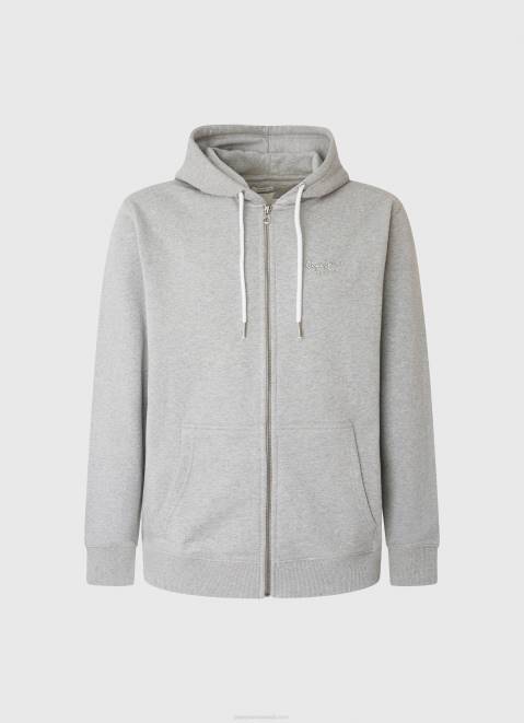 Pepe Jeans Logo Print Zipped Jumper Men Grey Marl Z22X883