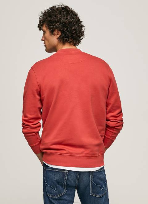 Pepe Jeans Logo Printed Cotton Sweatshirt Men Studio Red Z22X906