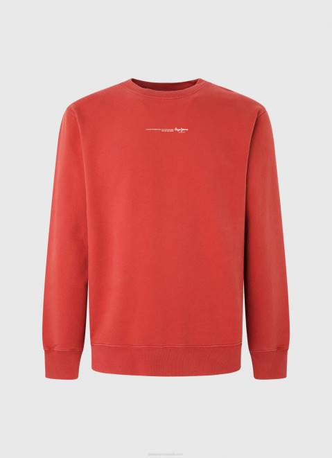 Pepe Jeans Logo Printed Cotton Sweatshirt Men Studio Red Z22X906