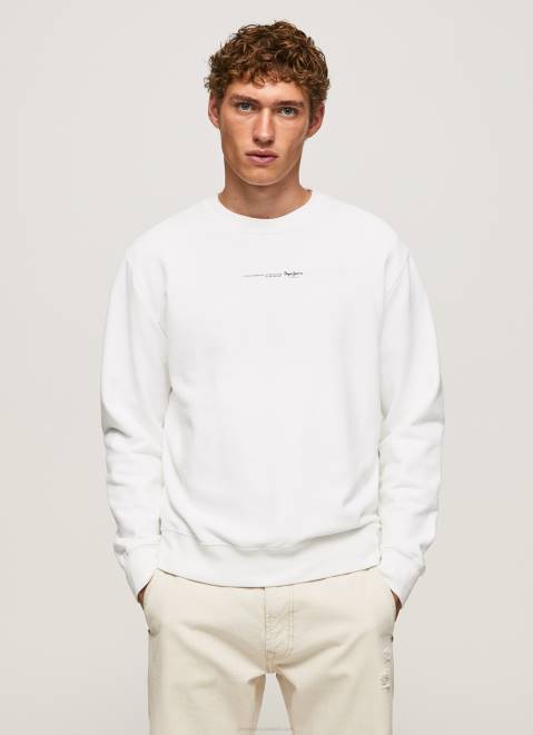 Pepe Jeans Logo Printed Cotton Sweatshirt Men White Z22X897