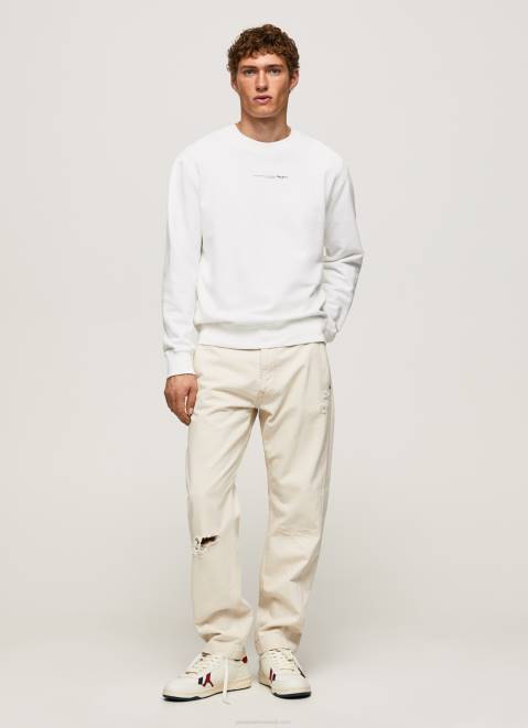 Pepe Jeans Logo Printed Cotton Sweatshirt Men White Z22X897
