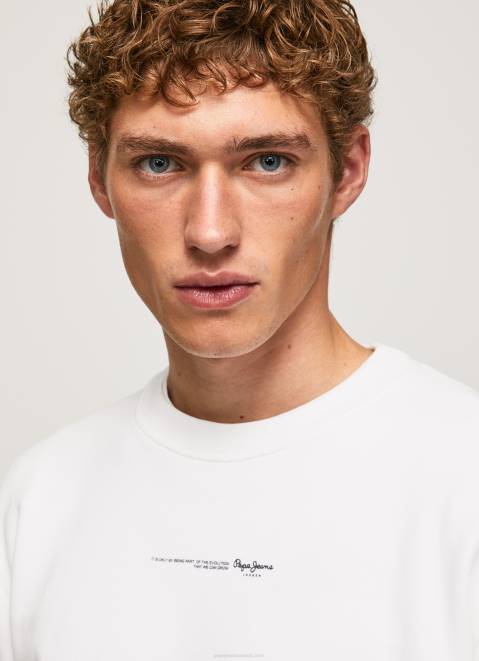 Pepe Jeans Logo Printed Cotton Sweatshirt Men White Z22X897